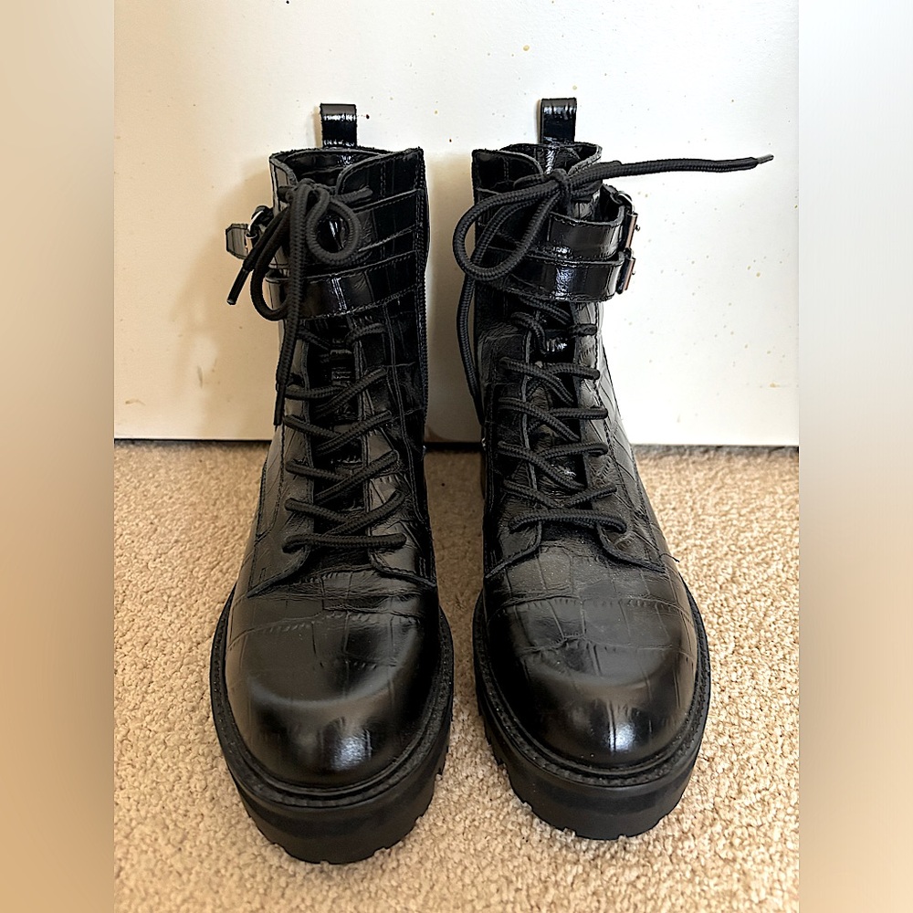 Marc Fisher LTD Barren 2 Embossed Leather Platform Combat Boot